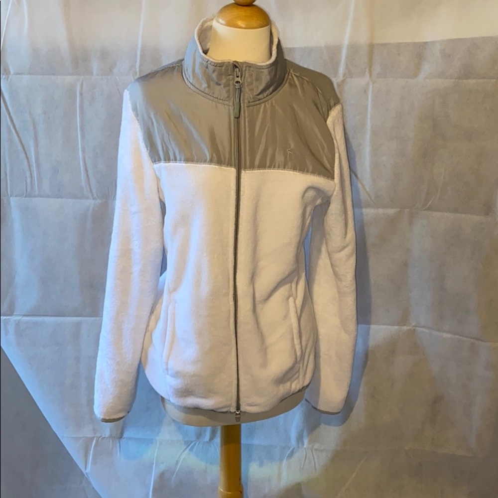 Danskin white fuzzy zip up jacket size Large 12/14